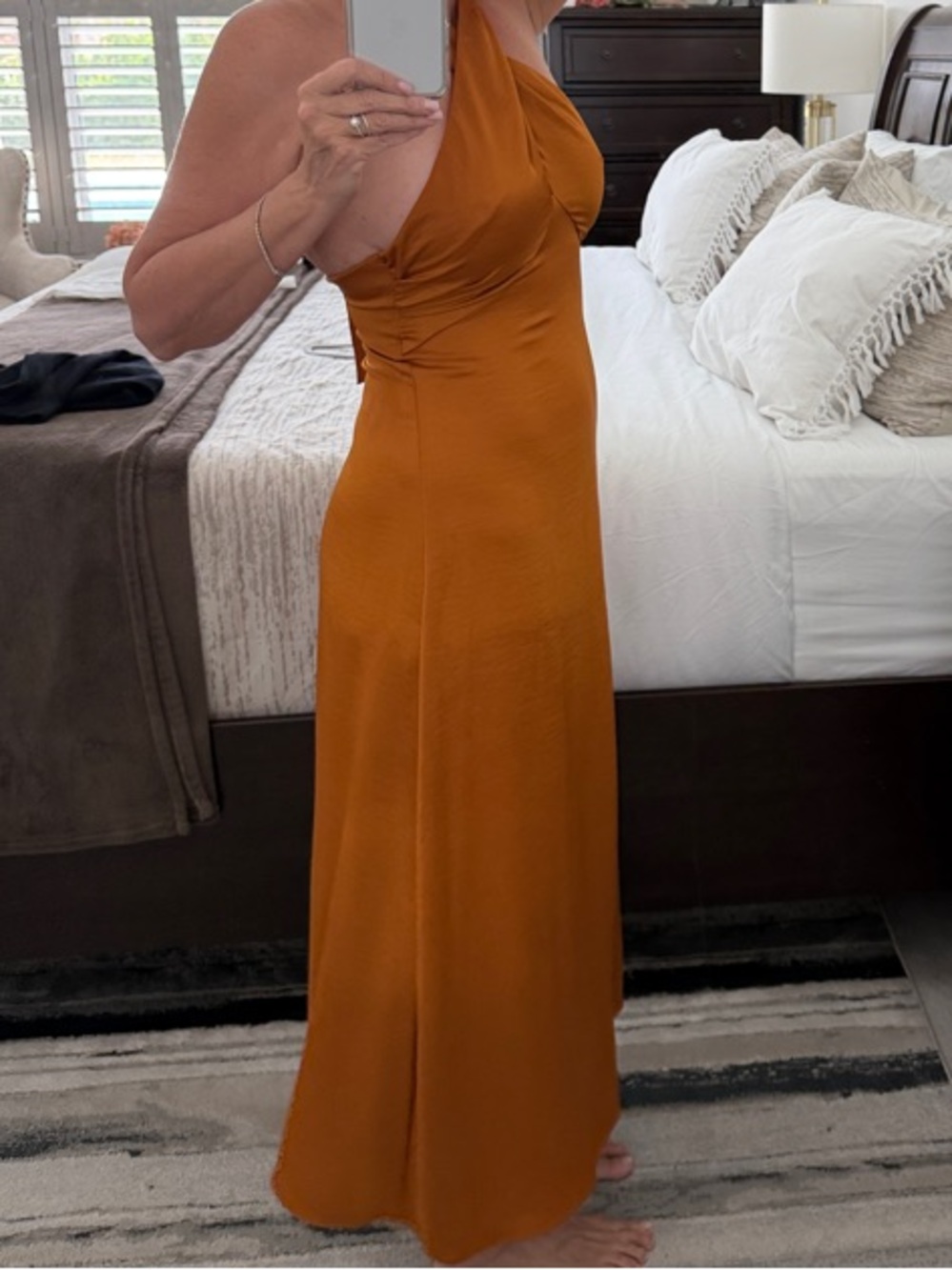 House of Harlow 1960 One-Shoulder Maxi Dress in Rust